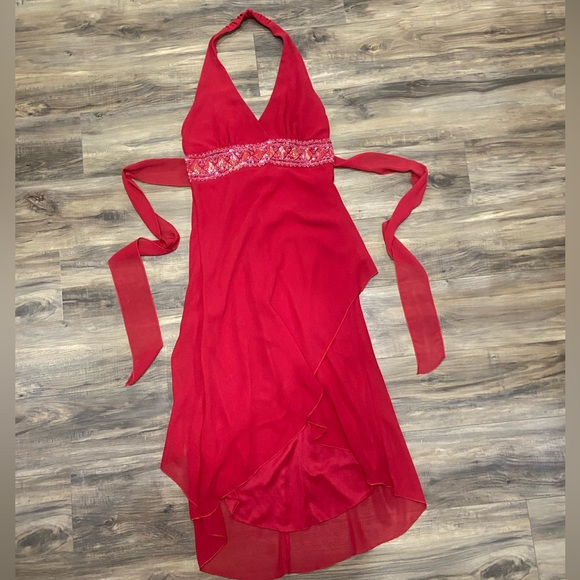 Vintage Beaded Red Midi Dress - Picture 2 of 5